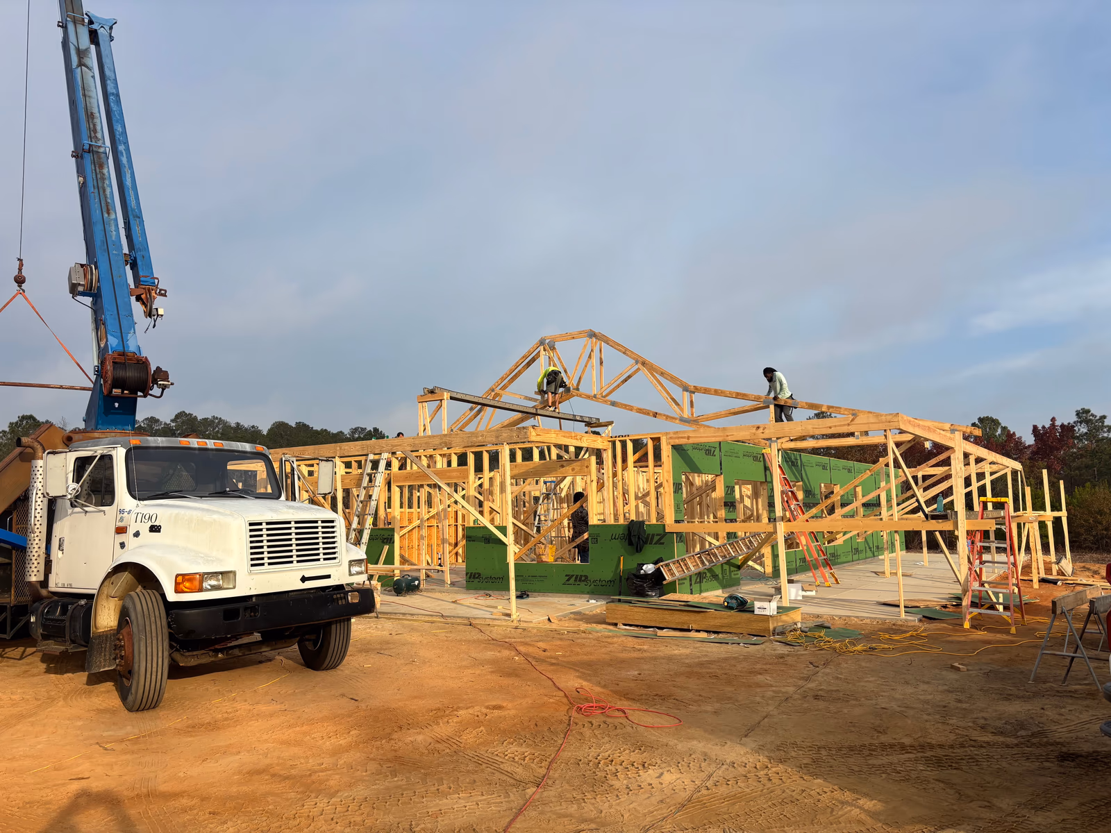 Wood framing for new home construction