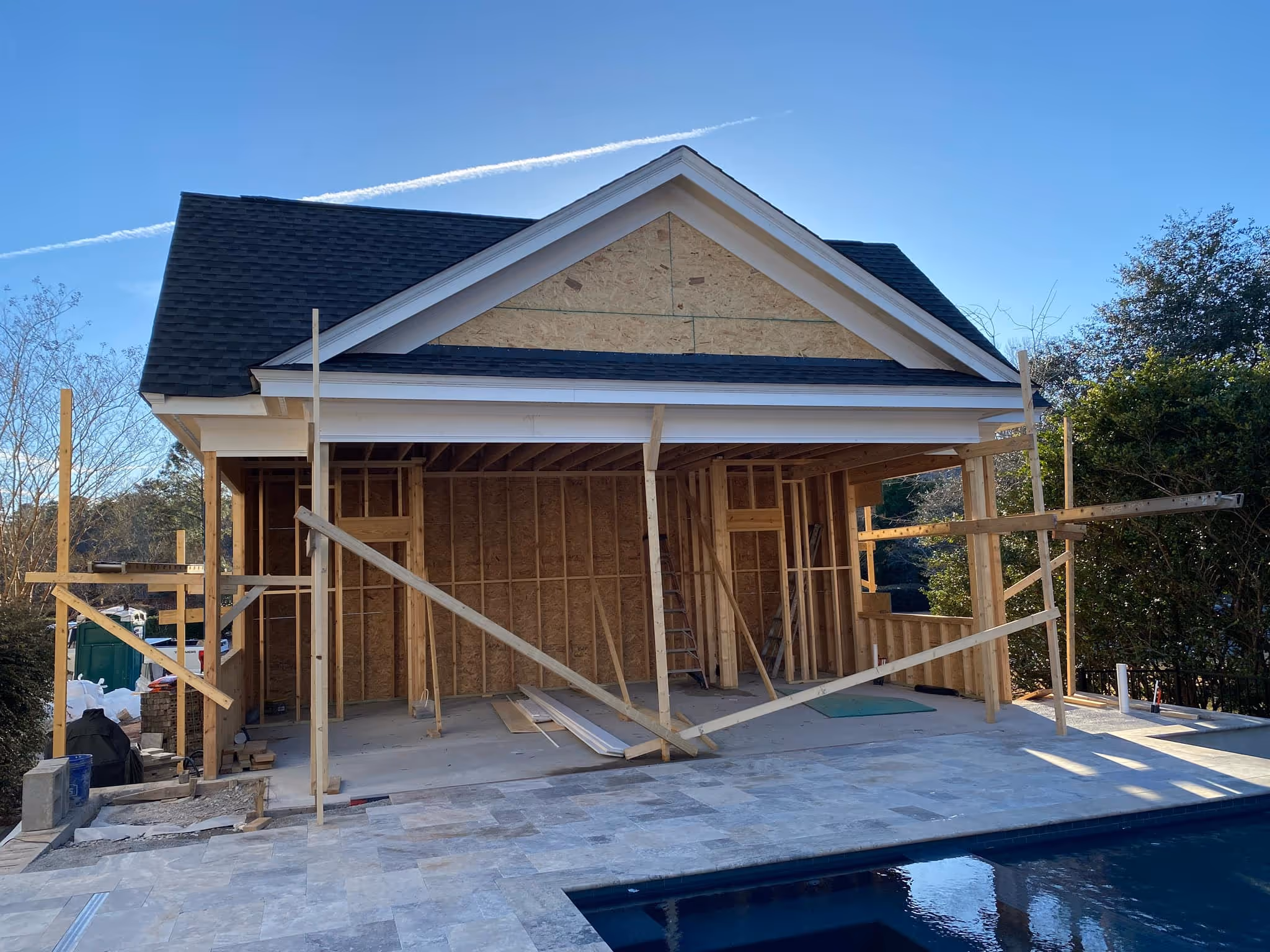 Pool house and outdoor bar area